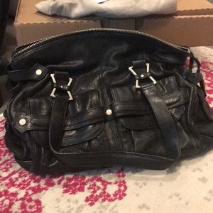 Junior Drake convertible black leather handbag